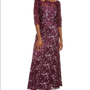 JS Collections Purple/Wine A-Line Lace Illusion Formal Gown, 12 NWT